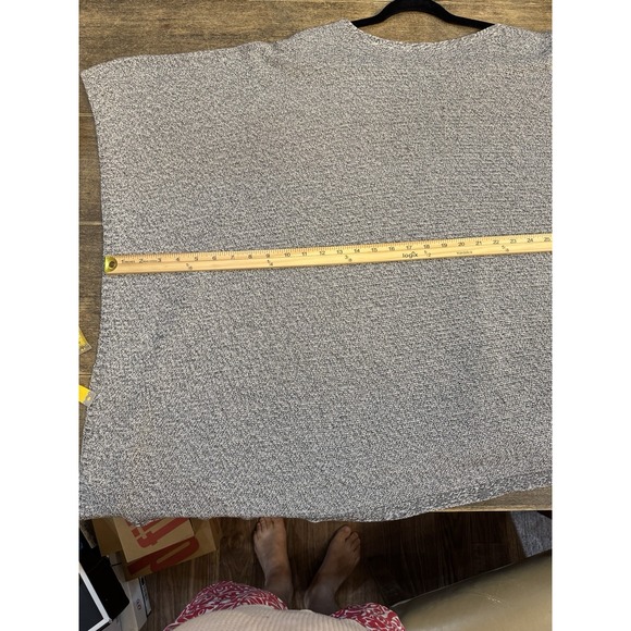 Eileen Fisher Sleek Tencel Twist Silver Bateau Neck Poncho Size M/L - Picture 7 of 11